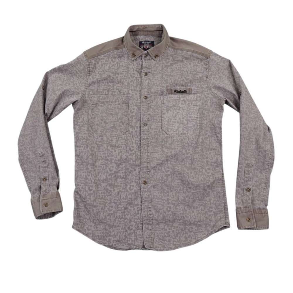 Roballi Digi Camo Shirt Mens S Taupe Geometric Logo Military Style Turkey